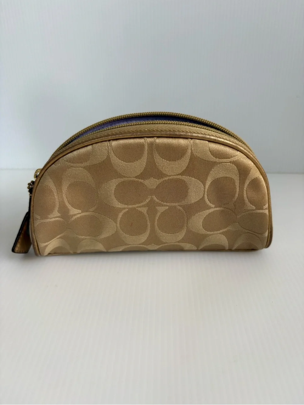 Coach Metallic Gold Monogram Cosmetic Case Limited Edition EUC
